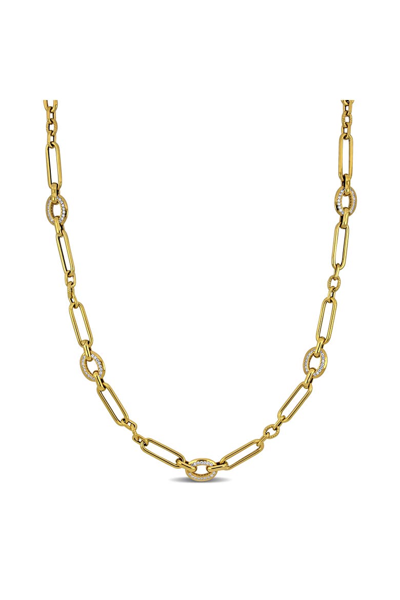 Cubic Zirconia Chain Necklace 14k, Main, color, 14k Yellow Gold