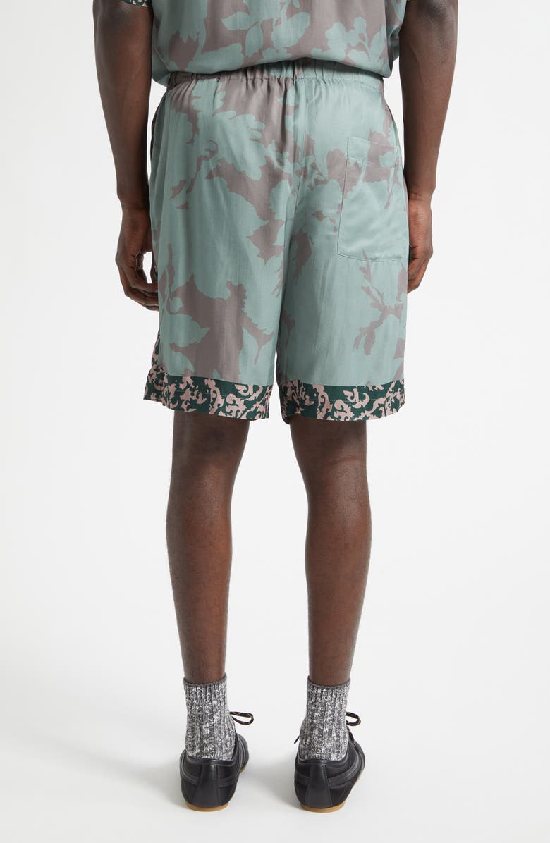 Dries Van Noten Piperi Mixed Print Drawstring Shorts, Alternate, color, Petrol