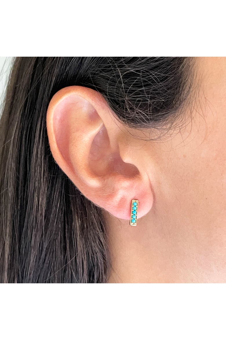 Turquoise Bead Bar Stud Earrings, Alternate, color, Turquoise
