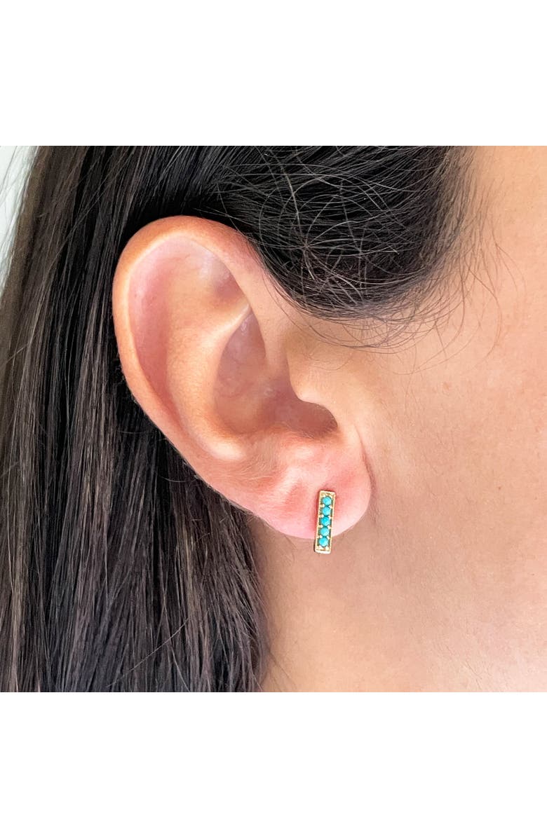 The Lovery Fine Jewelry Turquoise Bead Bar Stud Earrings, Alternate, color, Turquoise