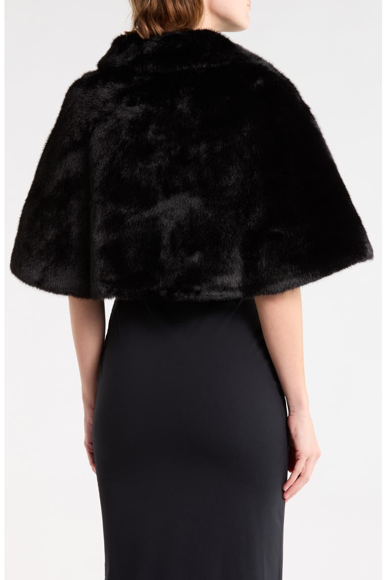 Faux Fur Cape, Alternate, color, BLACK