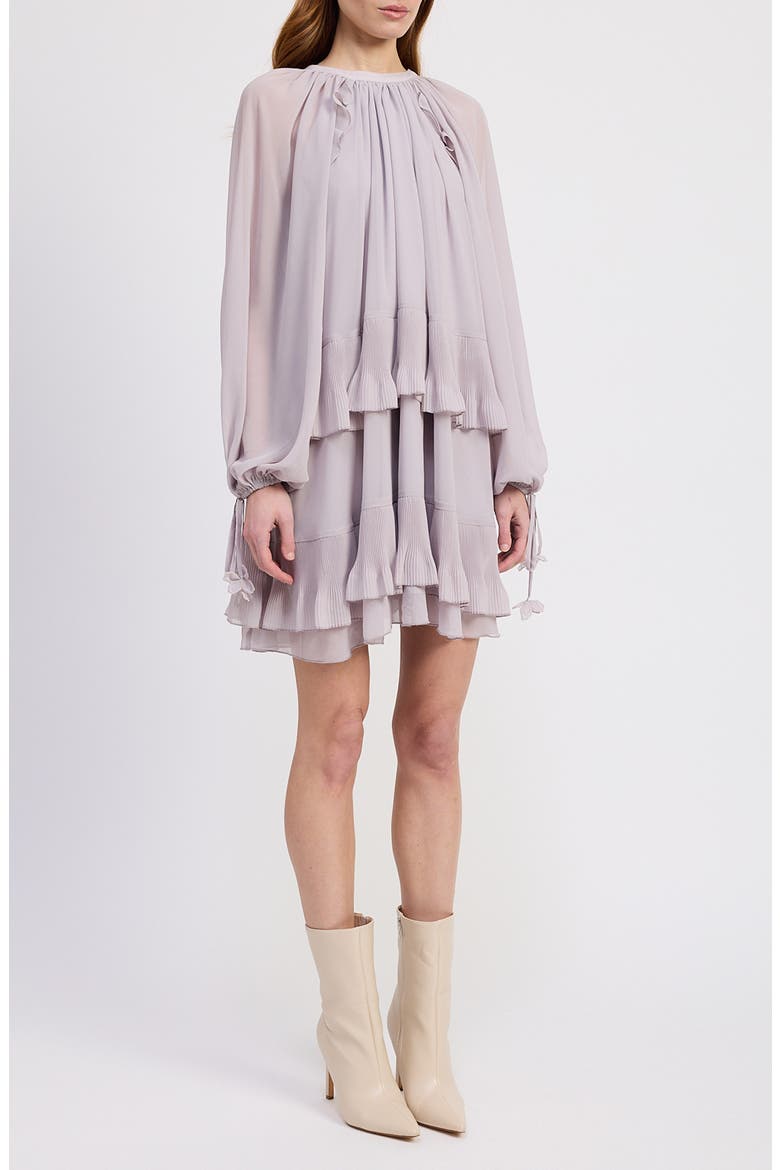 Nicolette Tiered Ruffle Long Sleeve Trapeze Dress, Alternate, color, LAVENDER
