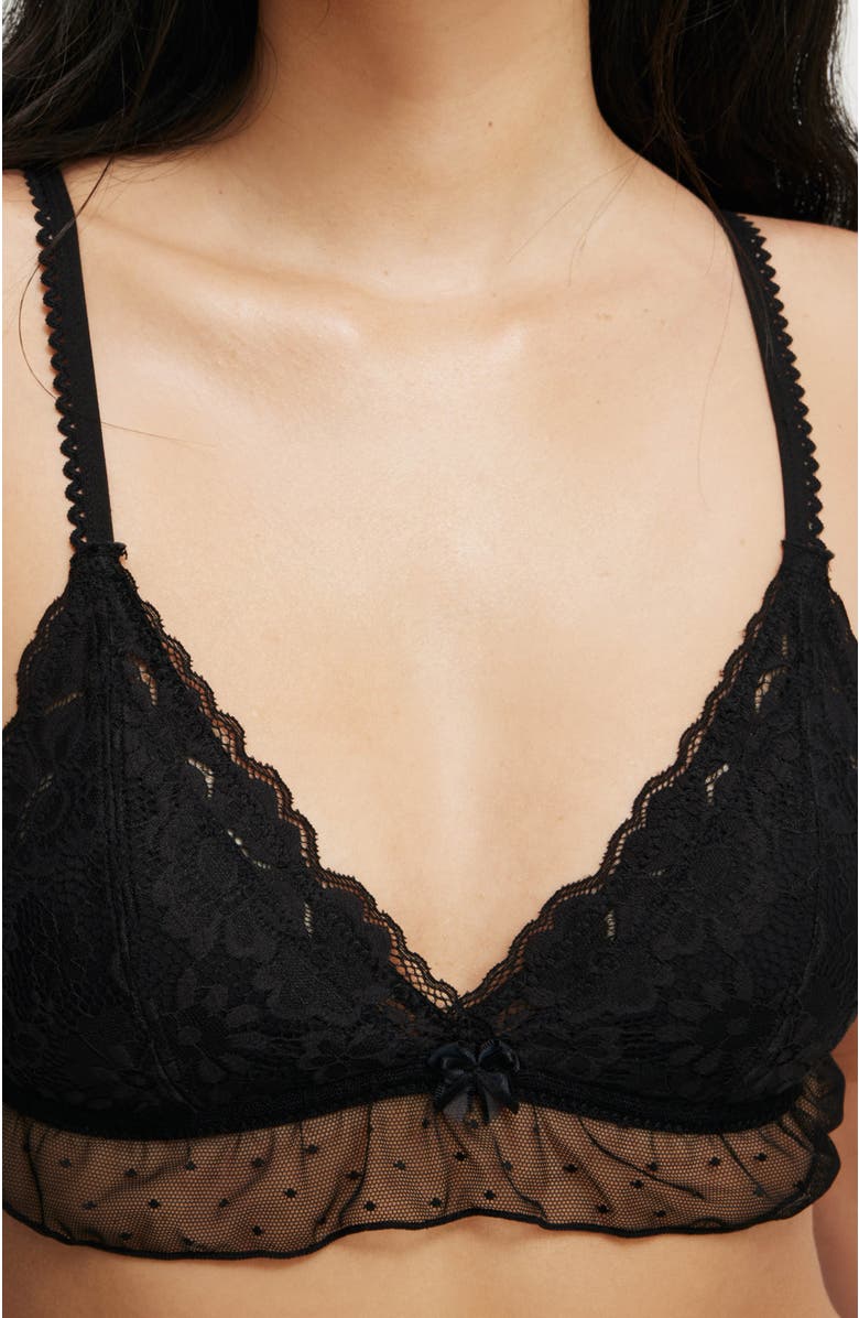 COTTON ON BODY Women's Holly Lace Triangle Padded Bralette, Alternate, color, Black