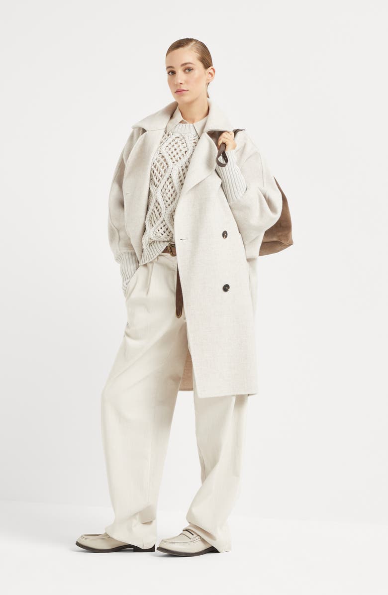 Brunello Cucinelli Silk crêpe de Chine shirt with shiny pocket detail, Alternate, color, 