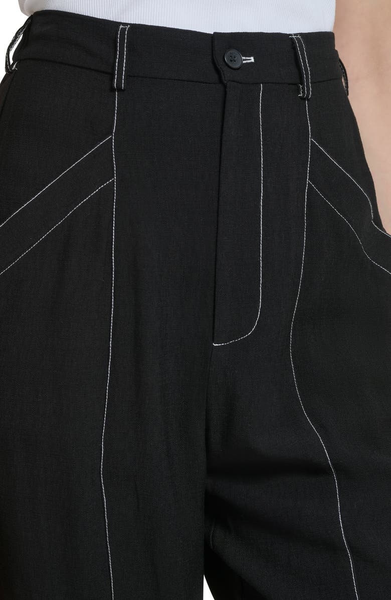 DKNY Contrast Stitch Ankle Straight Leg Trousers, Alternate, color,