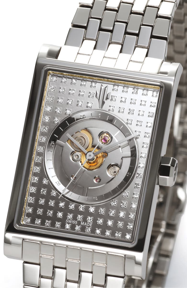 VIEREN Steel Stereo Diamond Swiss Automatic Watch, Alternate, color, Silver