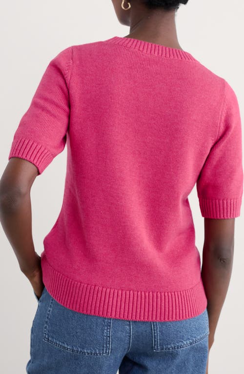 Seasalt Cornwall Studio Short Sleeve Organic Cotton Crewneck Sweater In Knit Melange Tulip