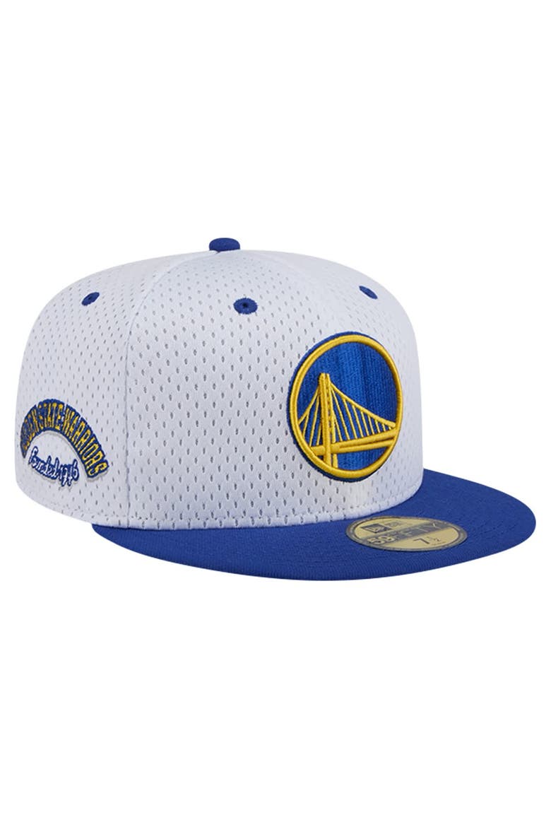 Men's New Era White/Royal Golden State Warriors Throwback 2Tone 59FIFTY Fitted Hat, Alternate, color, White