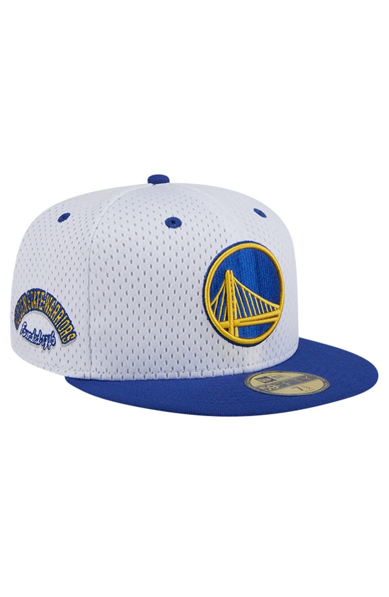 New Era Men's New Era White/Royal Golden State Warriors Throwback 2Tone 59FIFTY Fitted Hat, Alternate, color, White