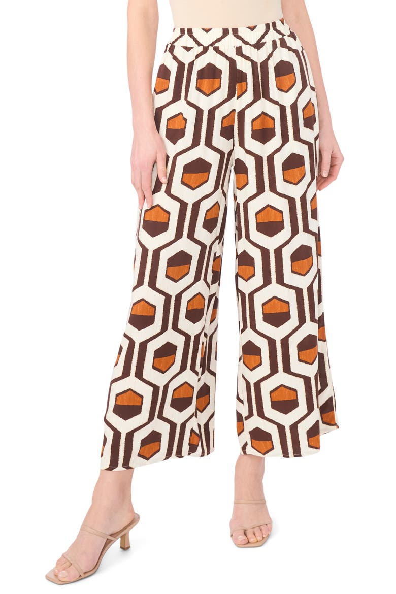 Geo Print Wide Leg Pants, Main, color, CHICORY COFFE