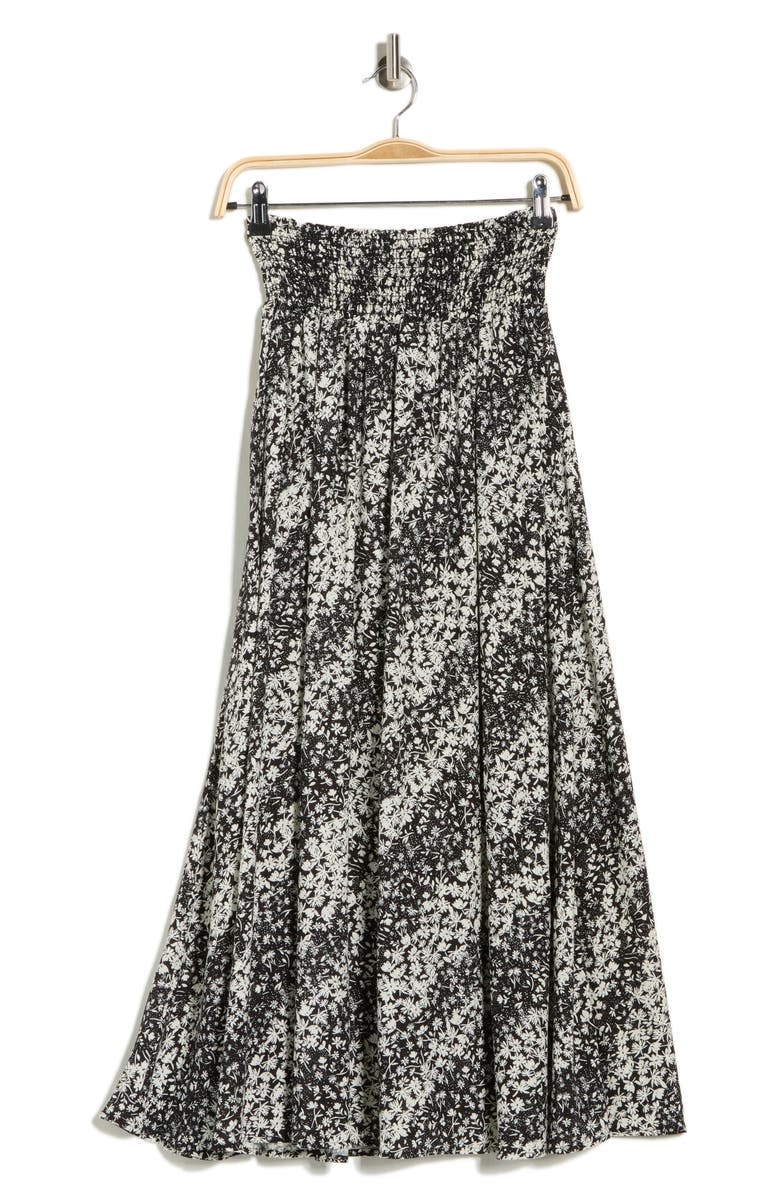 Renee C Smocked Waist Midi Skirt, Alternate, color, Black