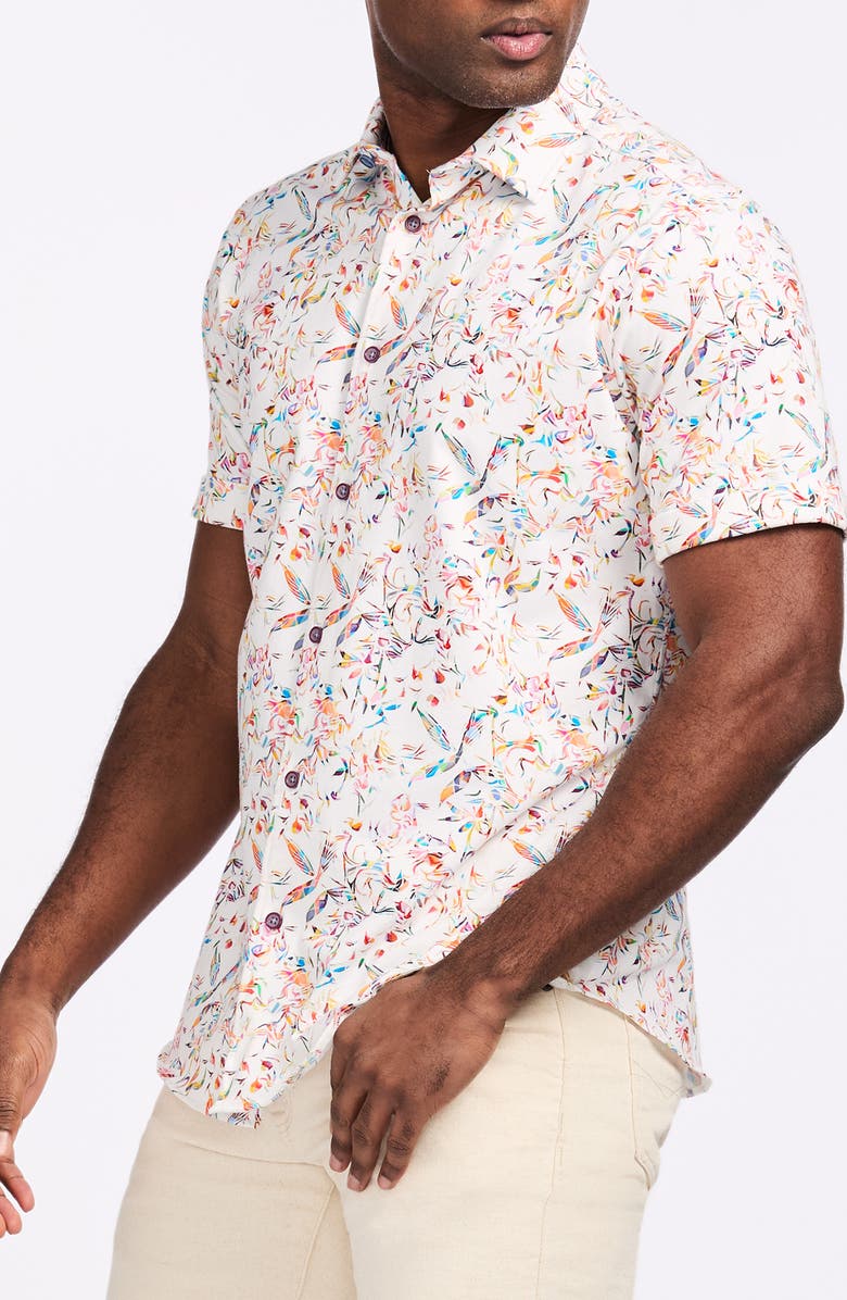 Robert Graham Wilmot Short Sleeve Cotton Button-Up Shirt, Alternate, color, White