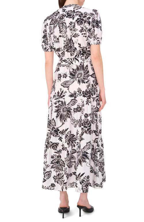 HALOGEN HALOGEN® PAISLEY PUFF SLEEVE TIERED MAXI SHIRTDRESS