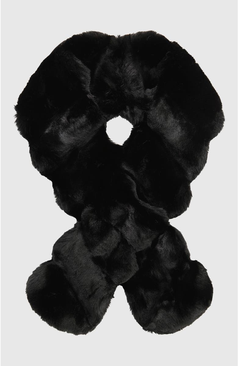 Lyla Grant Fur-Free Chinchilla (Faux Fur) Pull-Through Scarf, Alternate, color, Black Chinch