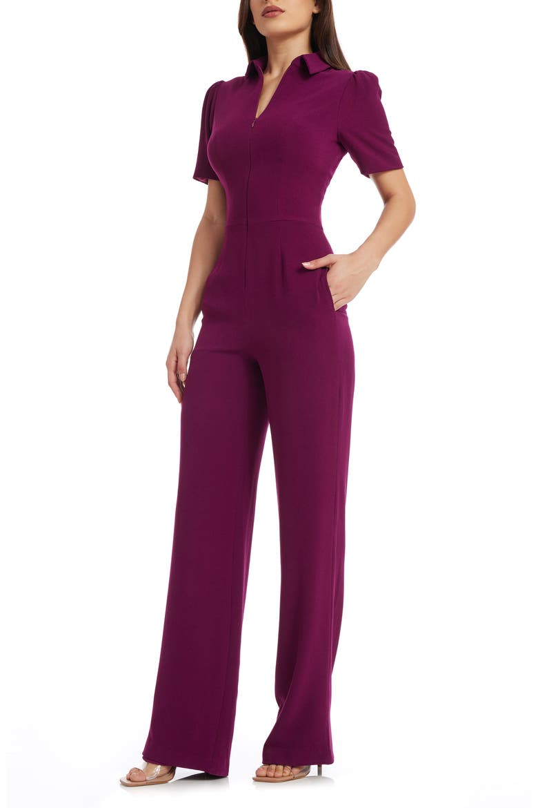 Gloria Front Zip Jumpsuit, Alternate, color, DARK MAGENTA