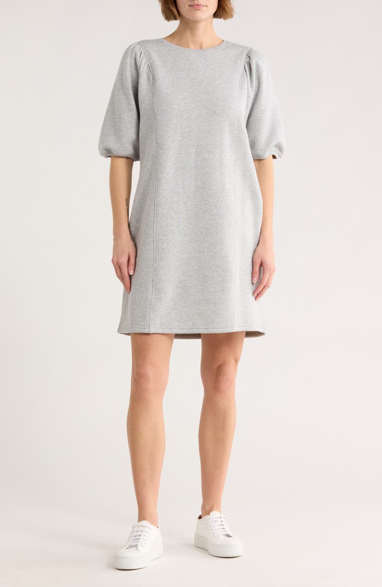 Melrose and Market Puff Sleeve Knit Dress, Main, color, Grey Heather