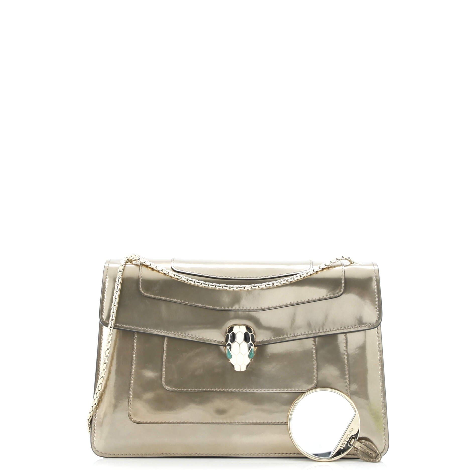 Serpenti Forever Shoulder Bag Patent Medium, Alternate, color, Metallic Gold