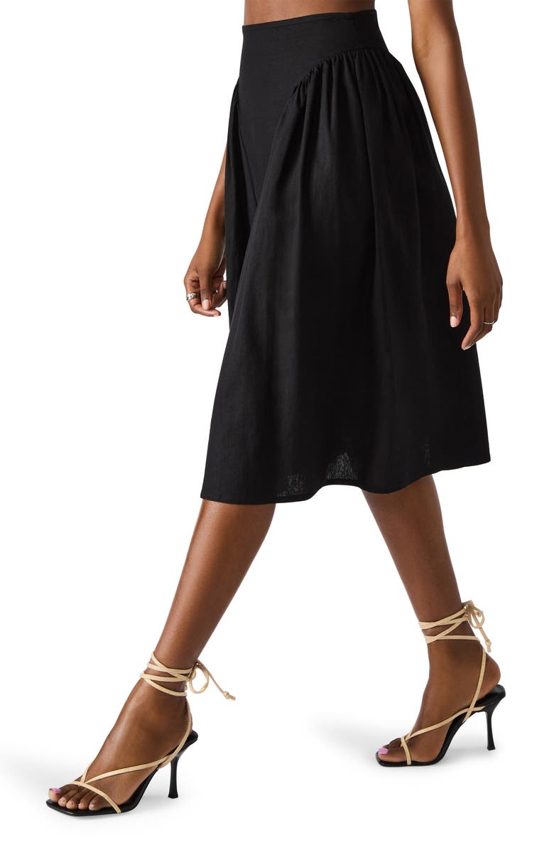 Steve Madden Brooklyn Linen Blend Skirt, Alternate, color, Black