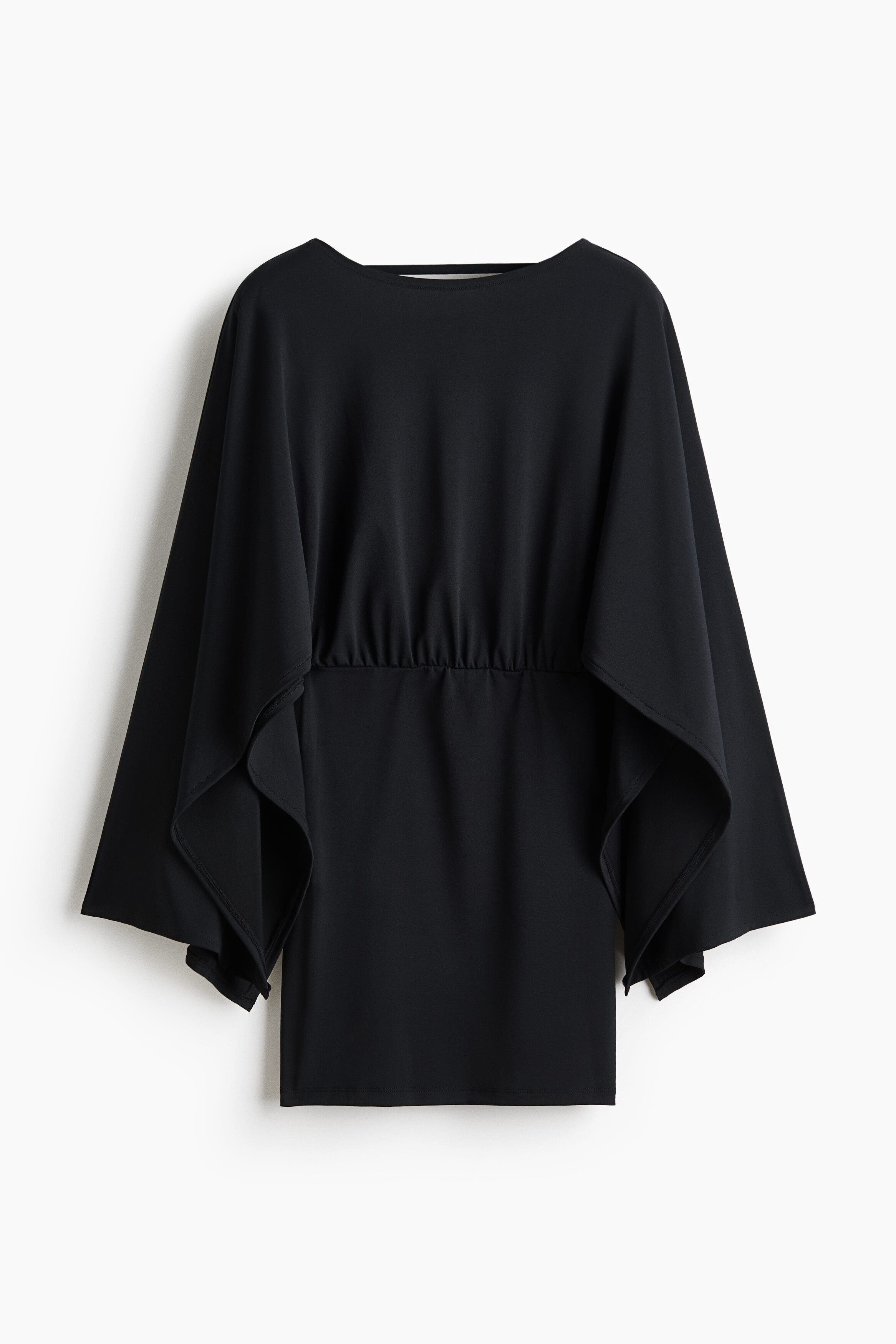 Cape-sleeved Fine-knit Dress