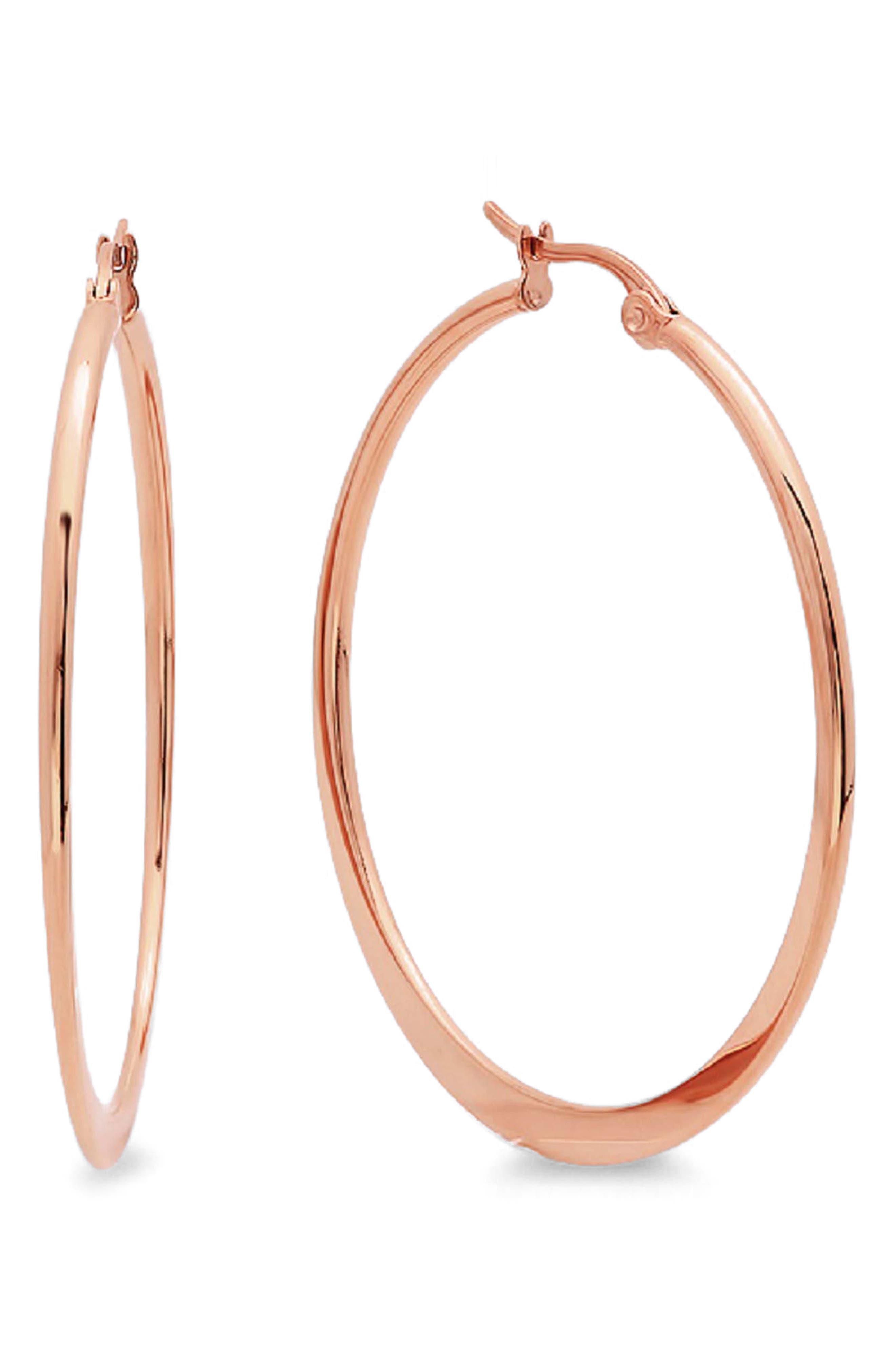 18k Rose Gold Plated Hoop Earrings