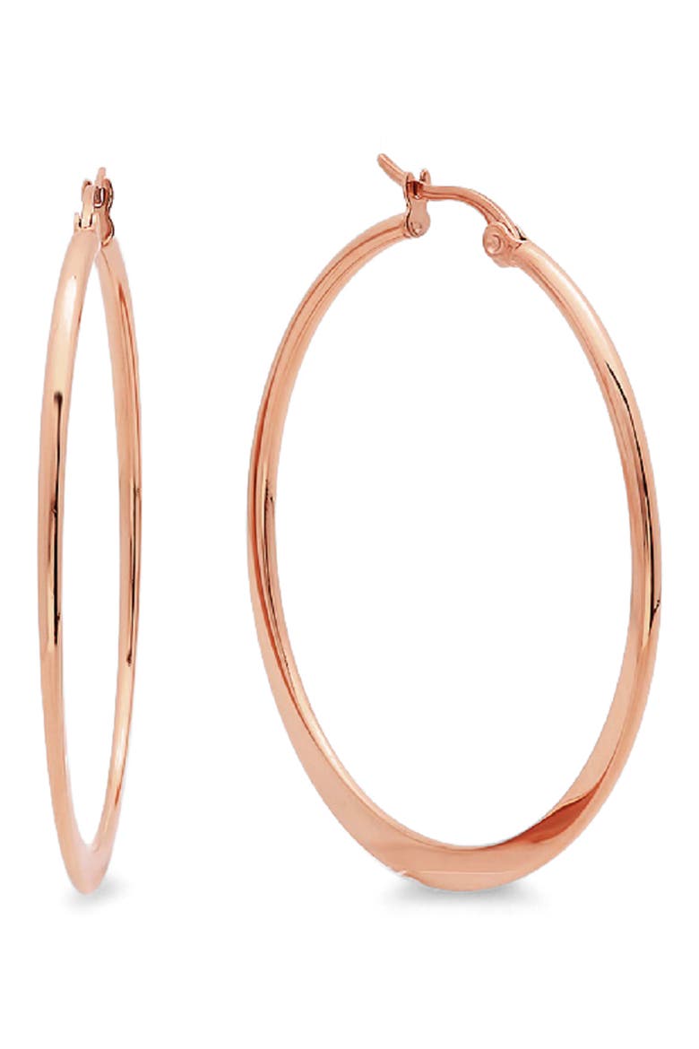 18k Rose Gold Plated Hoop Earrings, Main, color, ROSE GOLD