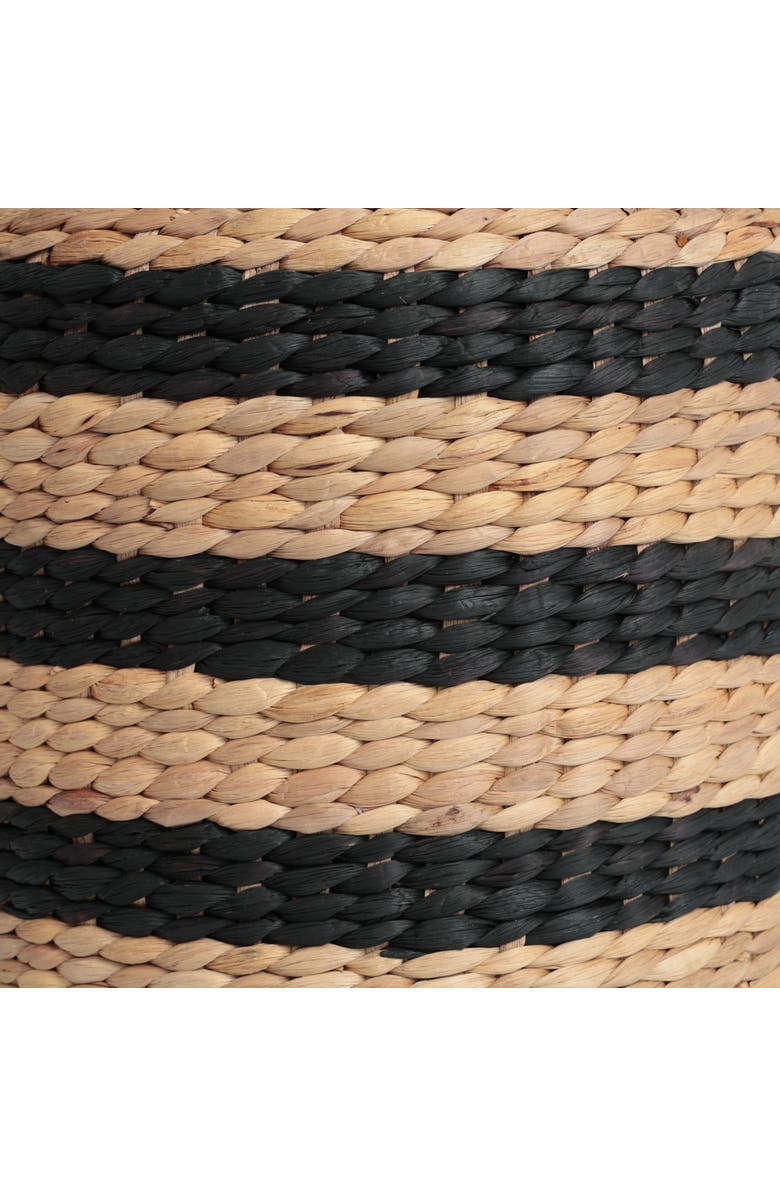 JONATHAN Y Aimee 15.7" Modern Minimalist Two-Tone Hand-Woven Hyacinth Stool, Alternate, color, Black/Natural (Stripes)