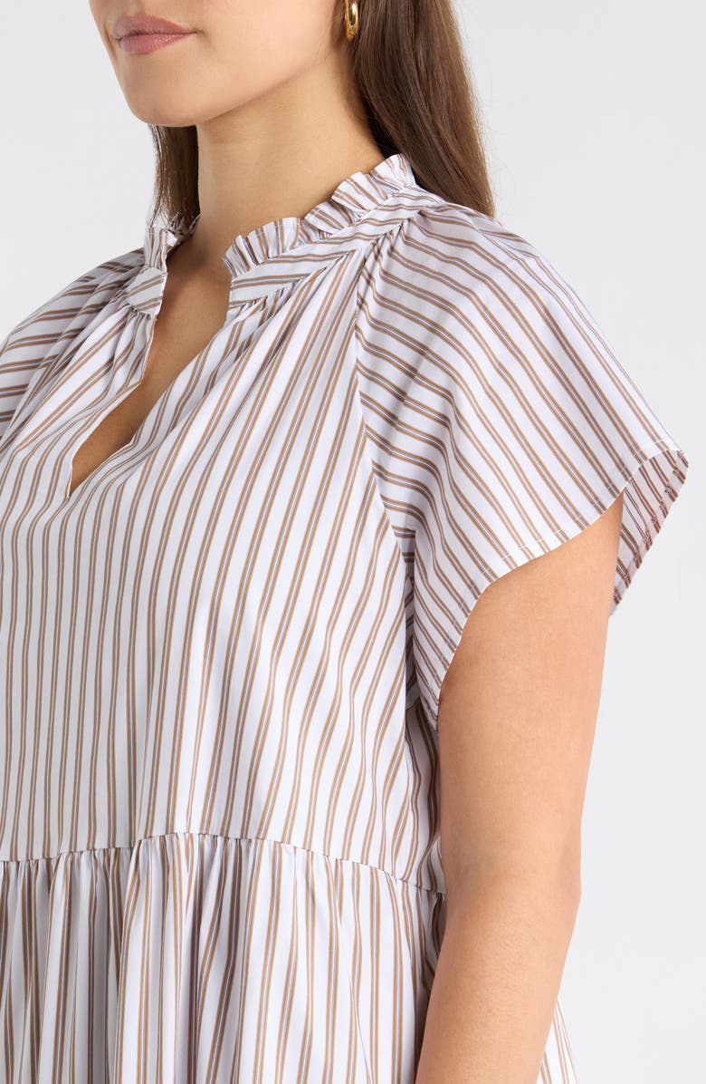 SUGARLIPS Parson Stripe Janelly Poplin Tiered Minidress, Alternate, color, Brown-Stripe