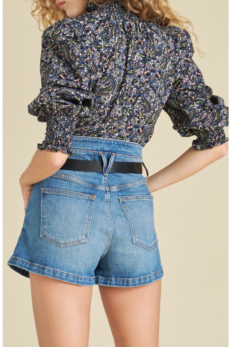 Gaia Smocked Ruffle Top, Alternate, color, NAVY MULTI