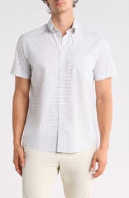 Brooks Brothers Sport Fit Geometric Print Short Sleeve Cotton Button-Down Shirt