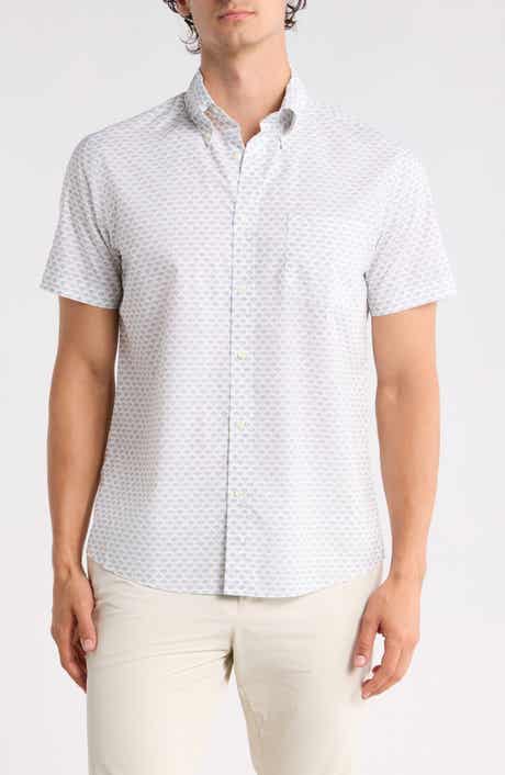 Brooks Brothers Sport Fit Geometric Print Short Sleeve Cotton Button-Down Shirt