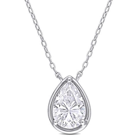 Moissanite Halo Teardrop Necklace