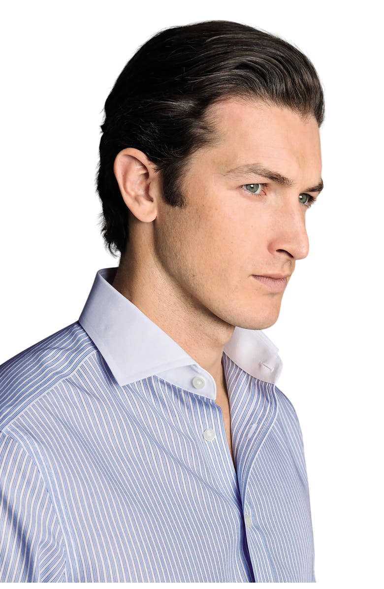 Charles Tyrwhitt Winchester Guard Stripe Non-Iron Poplin Slim Fit Shirt Single Cuff, Alternate, color, Cornflower Blue