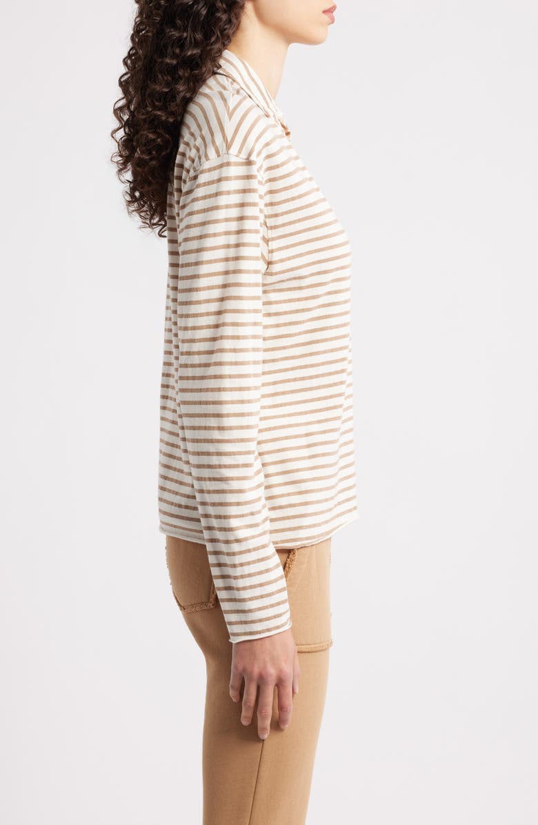 Frank & Eileen Patrick Cotton Popover Henley, Alternate, color, Vintage White And Camel Stripe