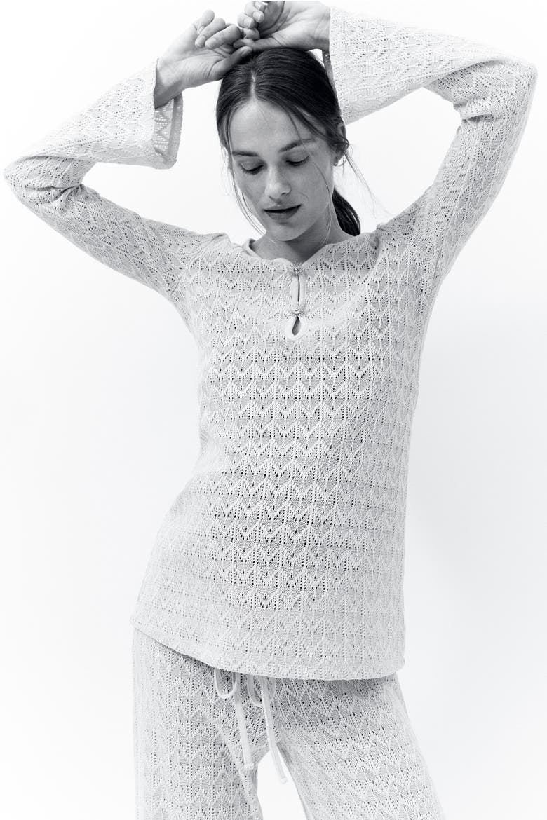 Mama 2-piece Pointelle-knit Set, Alternate, color, Light beige