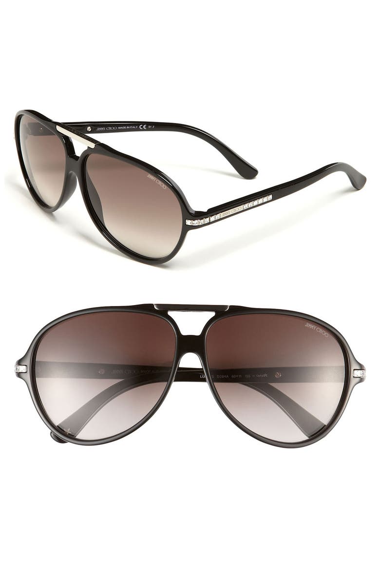 Aviator Sunglasses, Main, color, SHINY BLACK/ BROWN GRADIENT