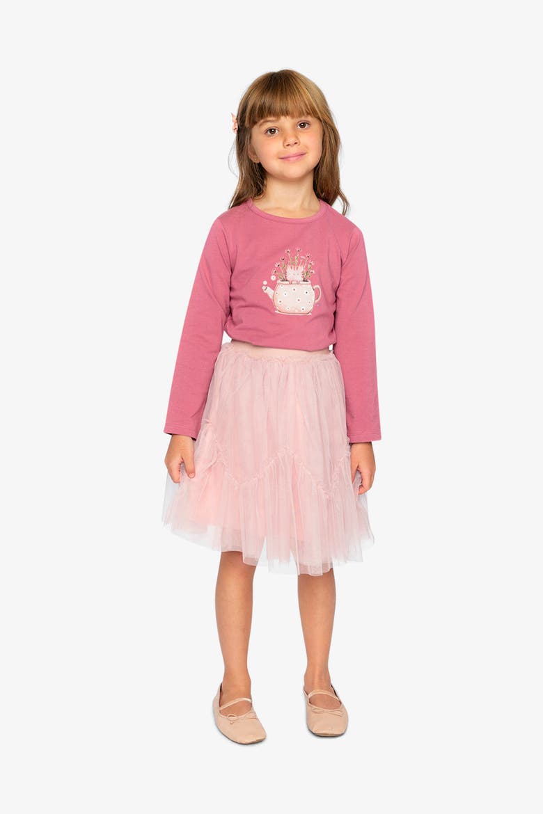 Tiered Mesh Elastic Waist Skirt, Alternate, color, Pale Dusty Pink
