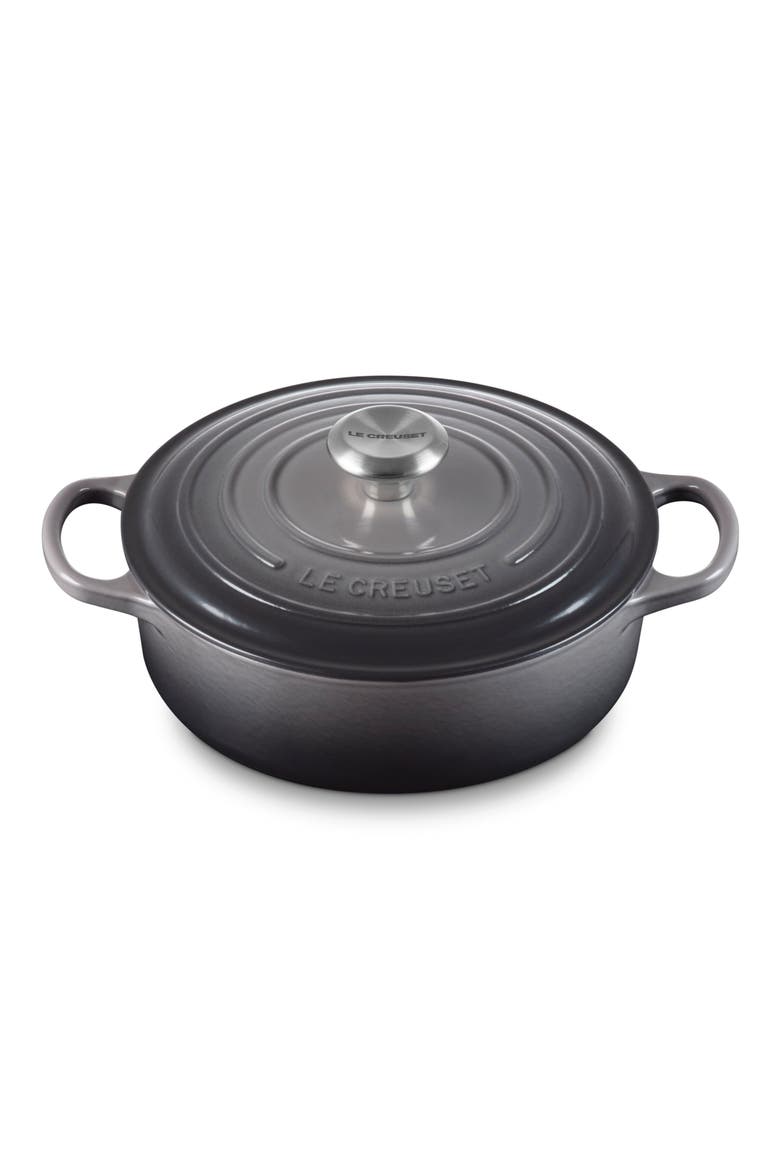 Signature 3.5-Quart Round Wide Enamel Cast Iron Dutch Oven, Alternate, color, OYSTER