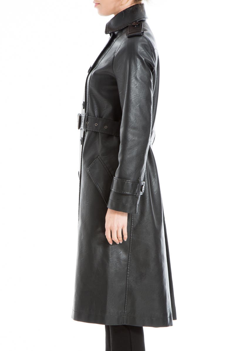 MAX STUDIO Faux Leather Long Trench Coat, Alternate, color,