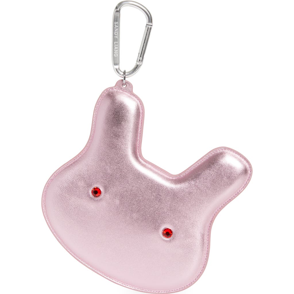 Sandy Liang X-large Terminator Metallic Leather Bag Charm In Pink