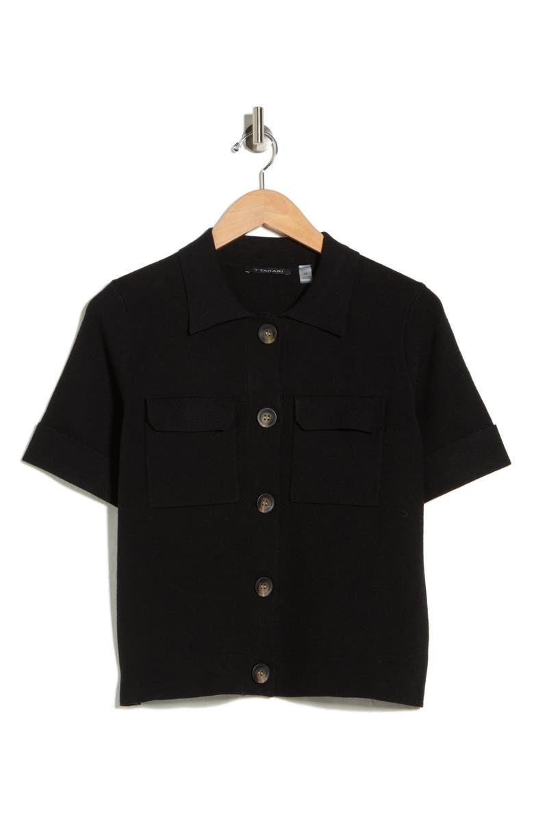 T Tahari Cardigan Sweater, Alternate, color, Black