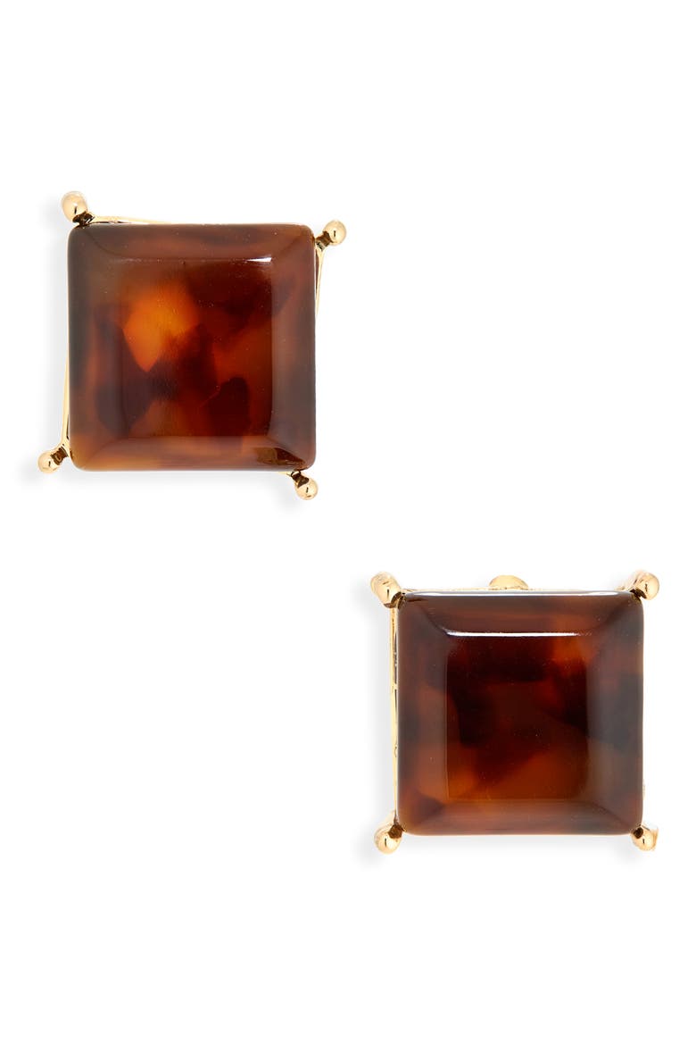 Tortoise Square Stud Earrings, Main, color, TORTOISE