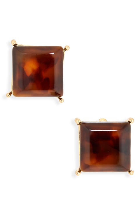 Tortoise Square Stud Earrings