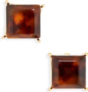 Cara Tortoise Square Stud Earrings