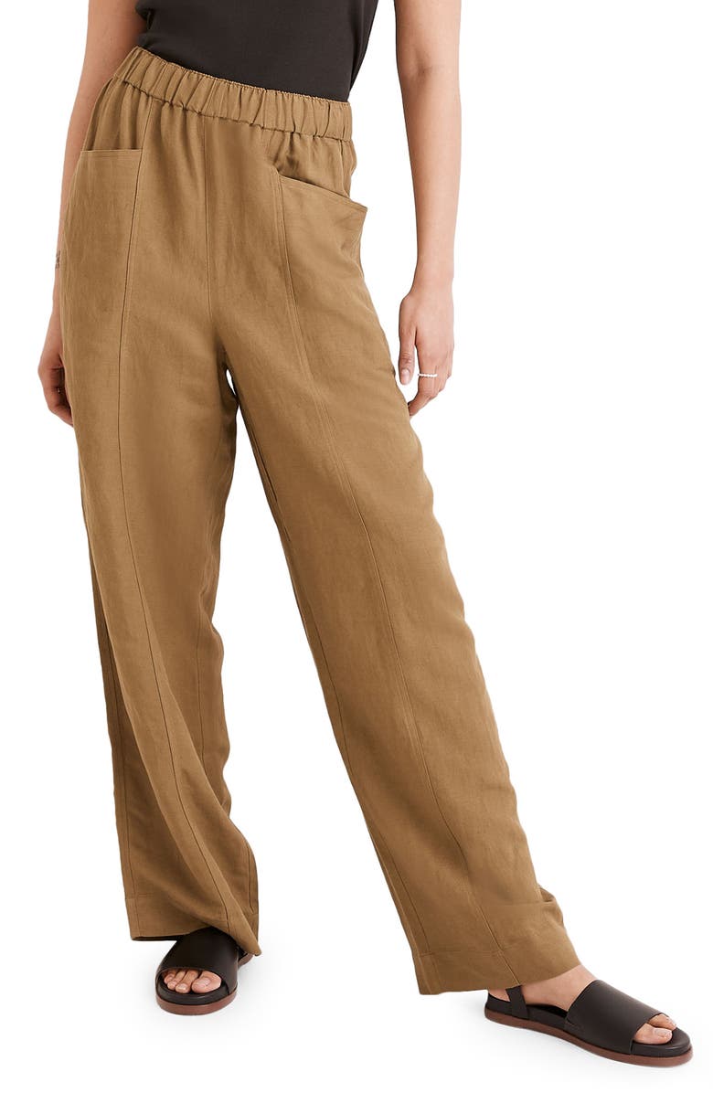 Madewell Linen Blend High Waist Wide Leg Pants, Main, color,