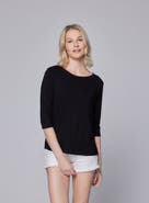 Majestic Filatures Soft Touch Semi Relaxed 3/4 Sleeve Boatneck