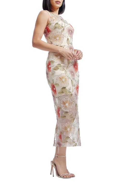 DRESS THE POPULATION DRESS THE POPULATION HELENA BEADED FLORAL SHEATH GOWN 