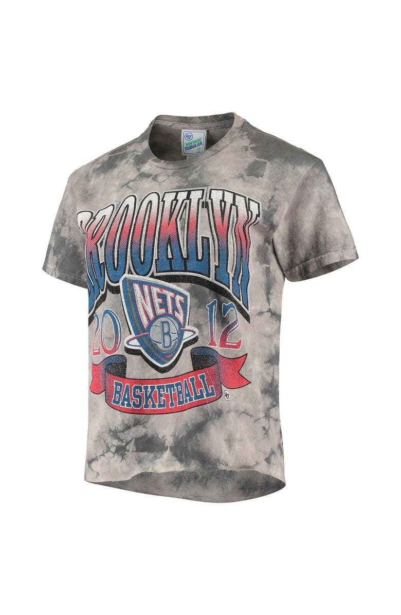 '47 Women's '47 White/Black Brooklyn Nets 2021/22 City Edition Vintage Tie-Dye Tubular Cropped T-Shirt, Alternate, color, 