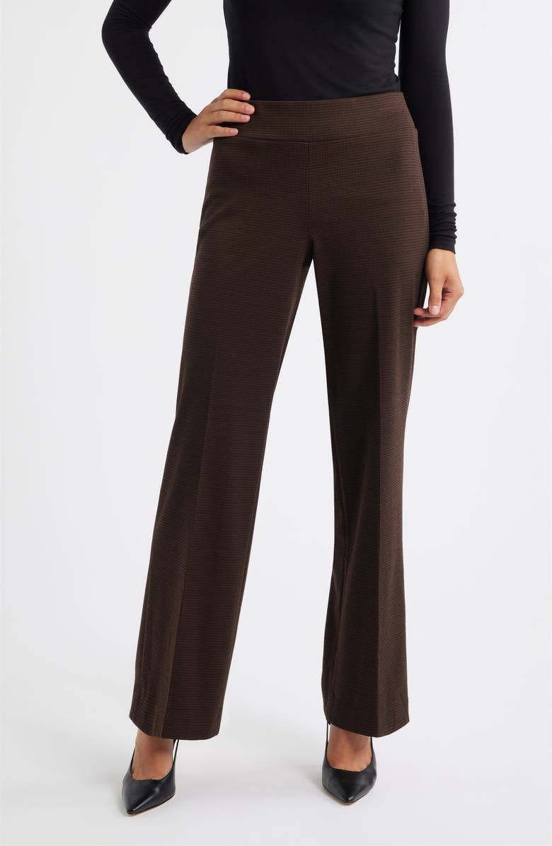 Anne Klein Houndstooth High Waist Pull-On Wide Leg Pants, Main, color, 