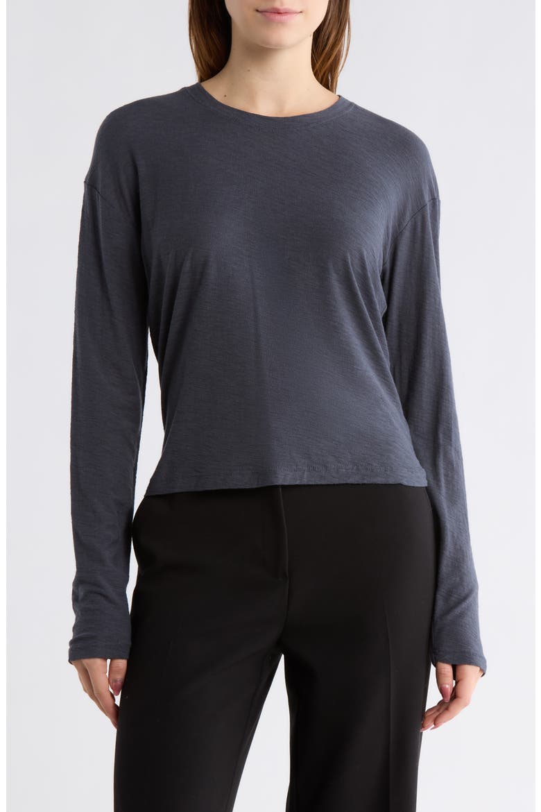 Boxy Long Sleeve T-Shirt, Main, color, BLUE NOIR