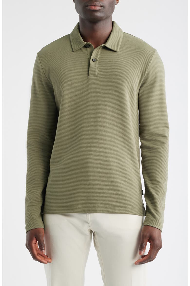 Pleins Long Sleeve Polo, Main, color, MEDIUM GREEN